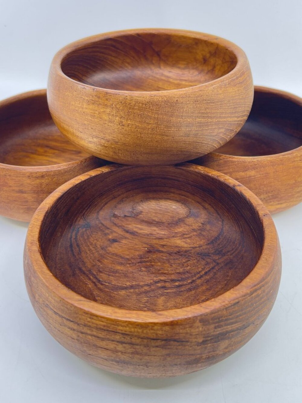 vintage teak bowls handmade In thailand set of 4 goodwood